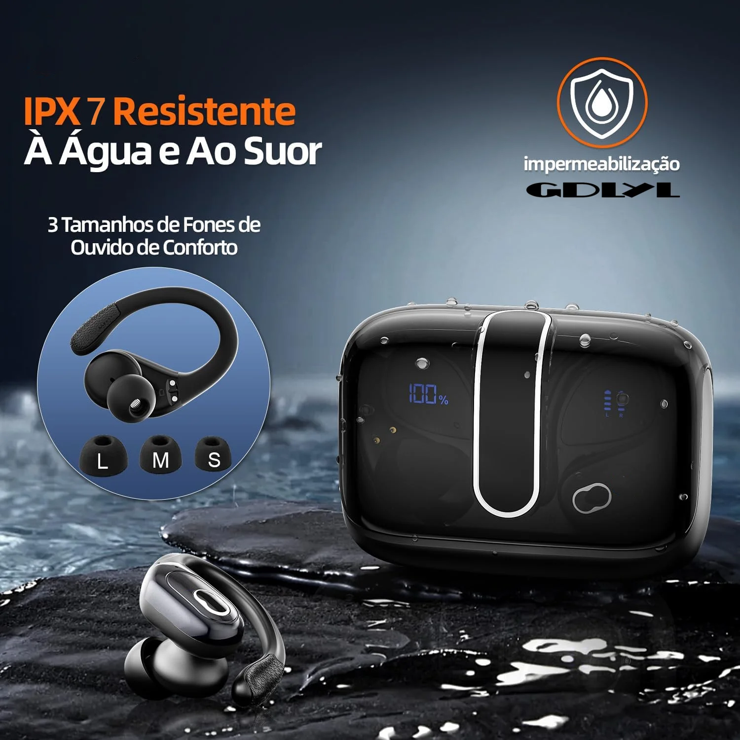 Earphone Sport Hook - TWS Wireless Bluetooth 5.4 Earphones,IPX7 Digital