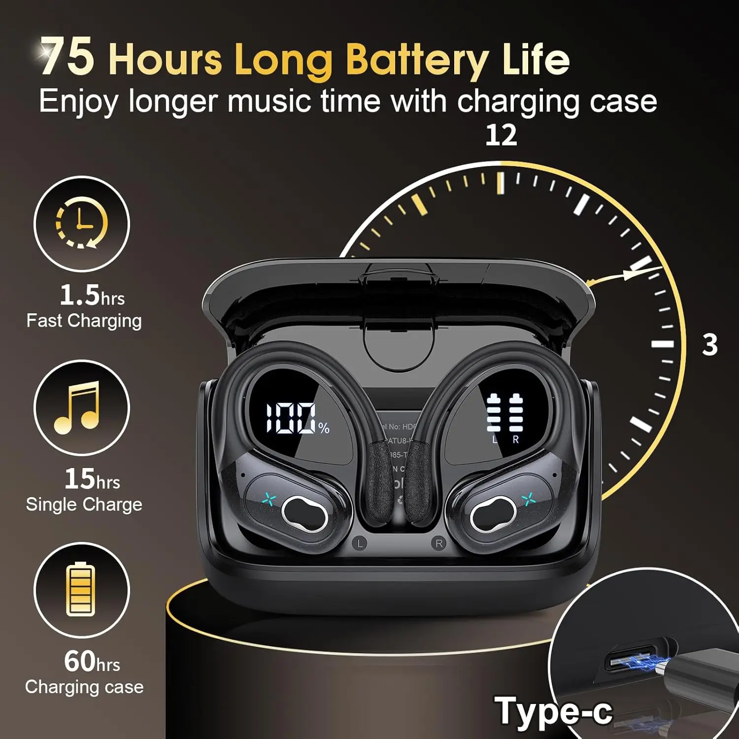 TWS Wireless Bluetooth 5.4 Ear - огляд і ціна Earphone Sport Hook
